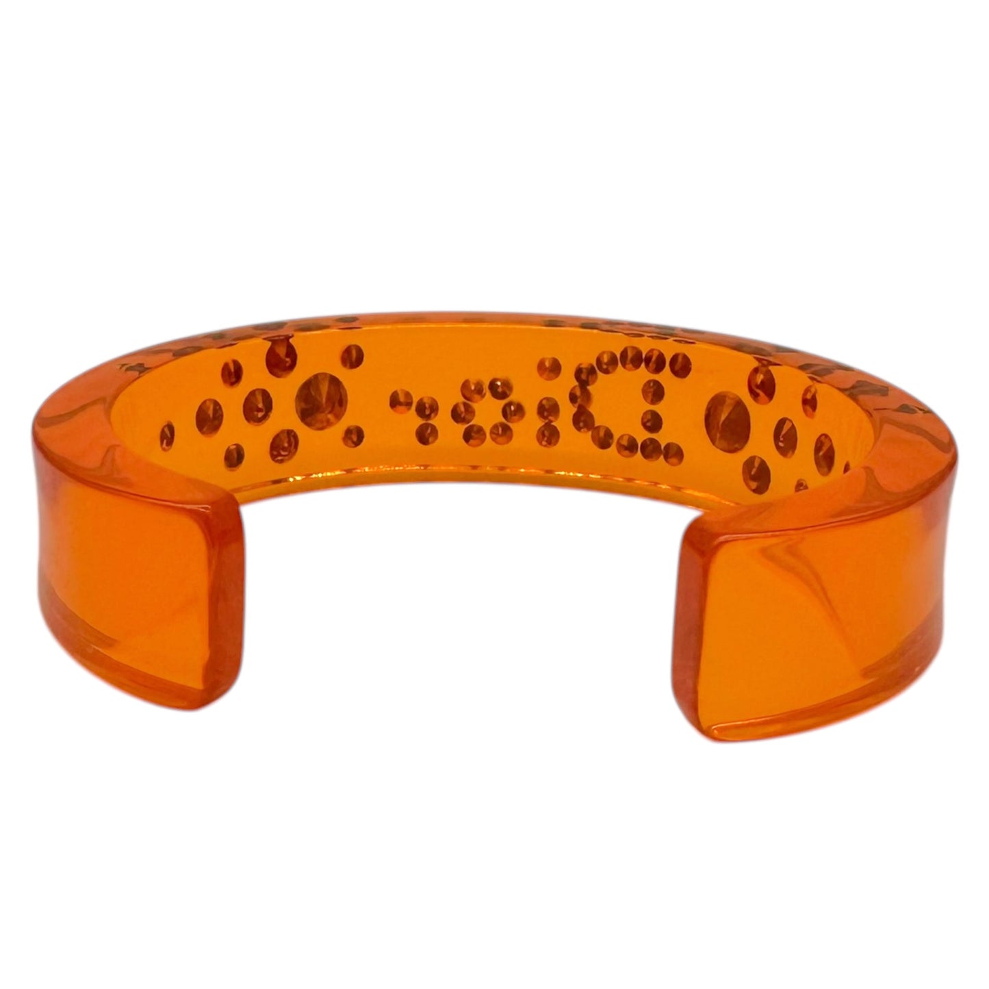 Christian Dior Orange Crystal Clear PVC Bangle Cuff Bracelet