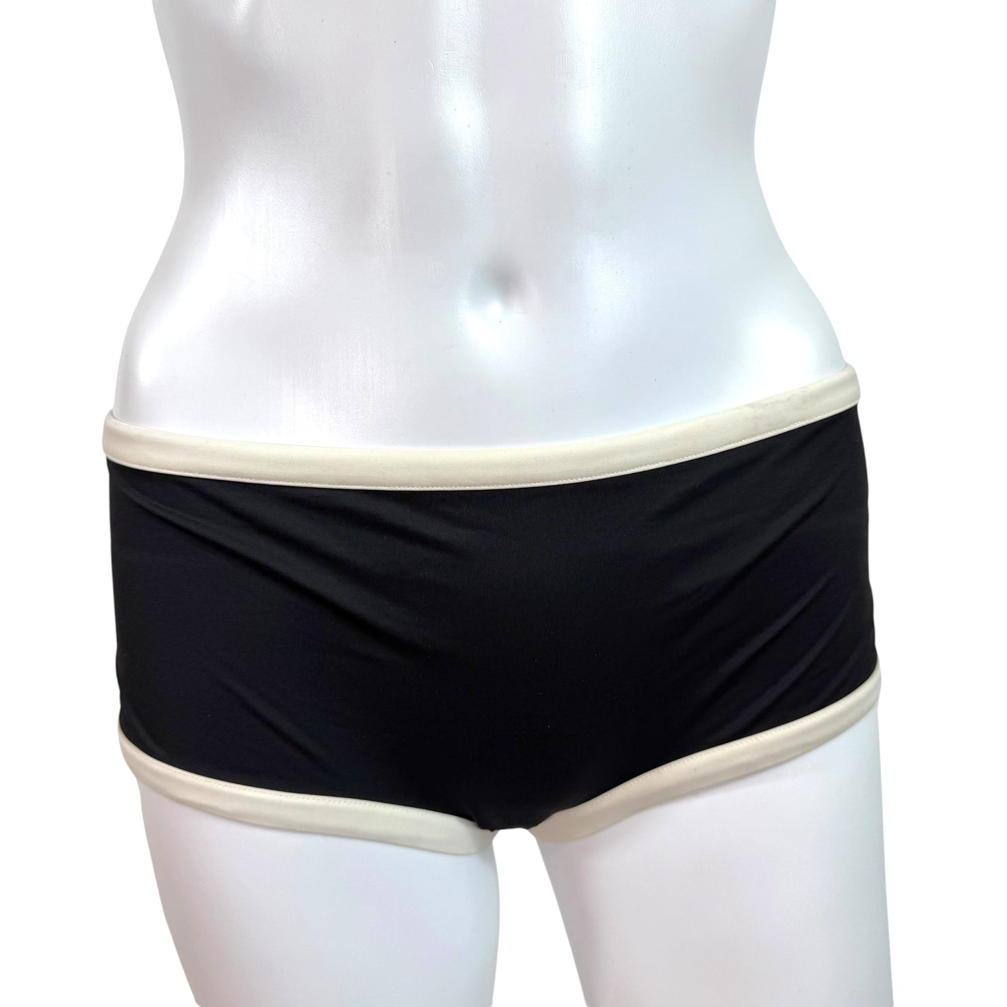 D&G Dolce & Gabbana Black & White Boyshort & Triangle Bikini Set