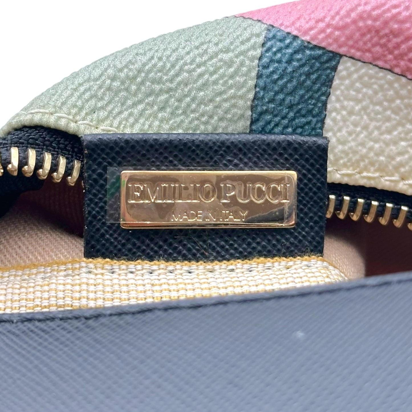 Emilio Pucci Pink & Gray Printed Coated Canvas Pochette Bag