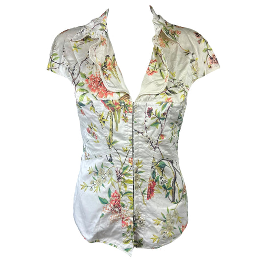 Just Cavalli Roberto Cavalli White Floral Halter Corset Blouse