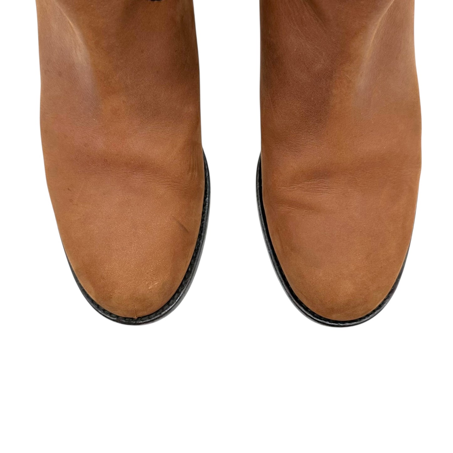 Chanel Brown Leather Logo Back Western Boots