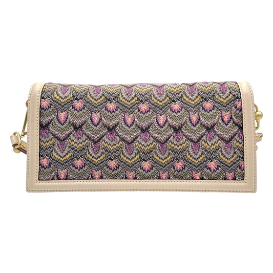 Missoni Ivory Leather & Multicolor Chevron Knit Studded Shoulder Bag