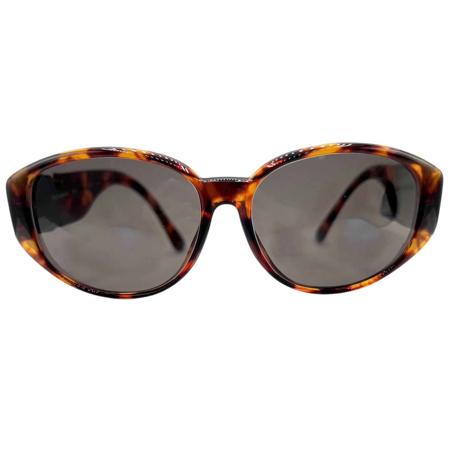Yves Saint Laurent Brown Tortoise & Gold Logo Oversized Oval Sunglasses