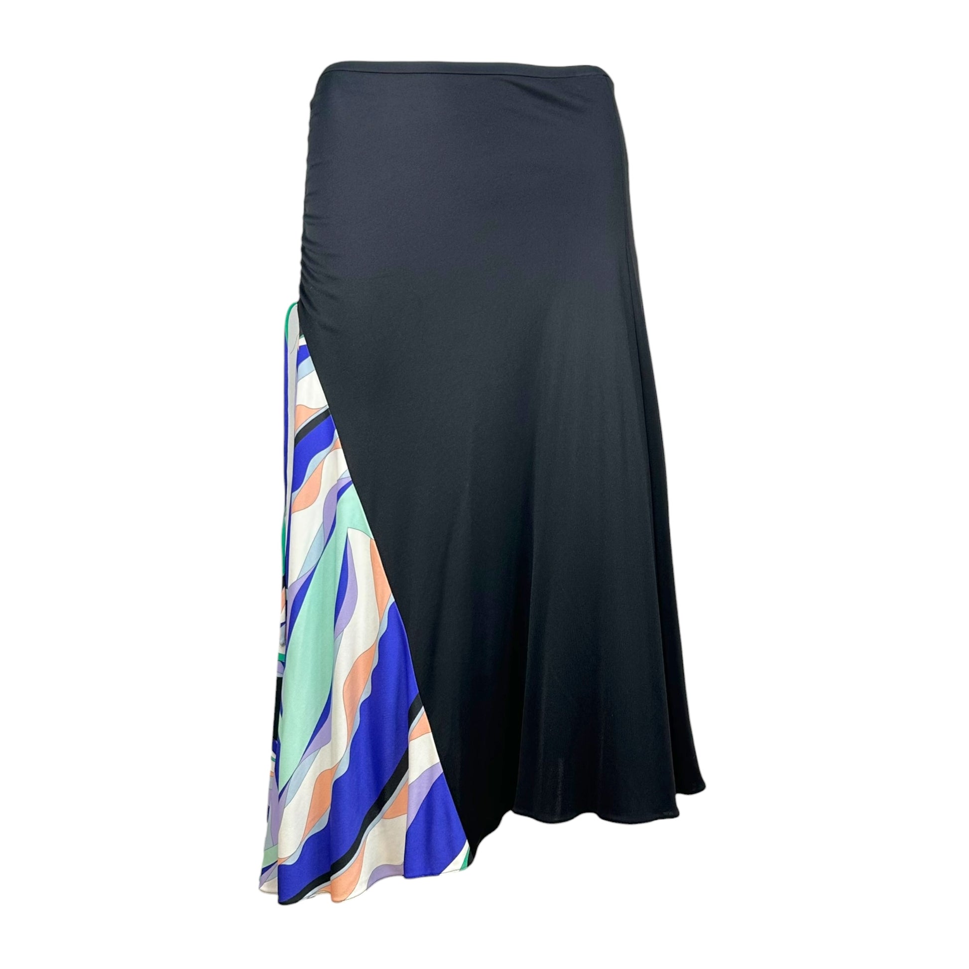 Emilio Pucci Black Multicolor Printed Panel Maxi Skirt