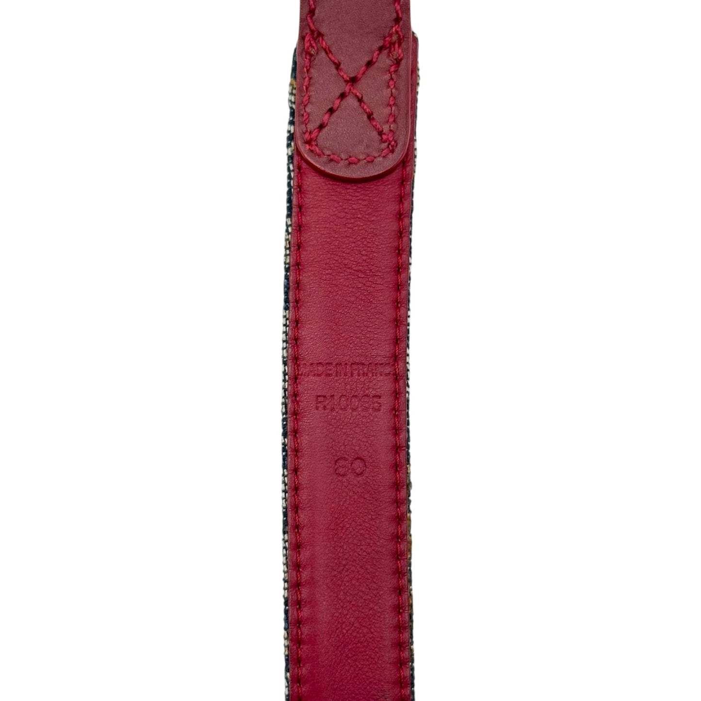 Christian Dior Burgundy & Navy Trotter Monogram Logo Belt