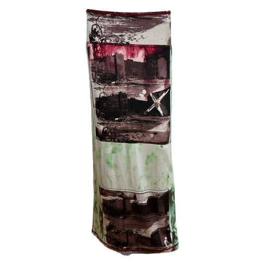 Jean Paul Gaultier Maxi Skirt Green Burgundy Photo Print