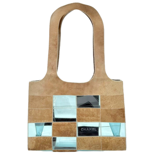 Chanel 'Naked' 1997-99 Blue PVC & Tan Suede Tote Bag