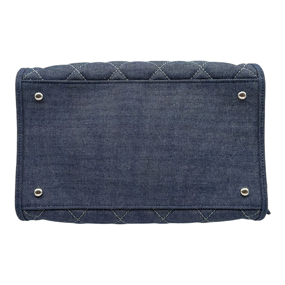 Chanel Blue Denim Red Striped Bowler Shoulder Bag