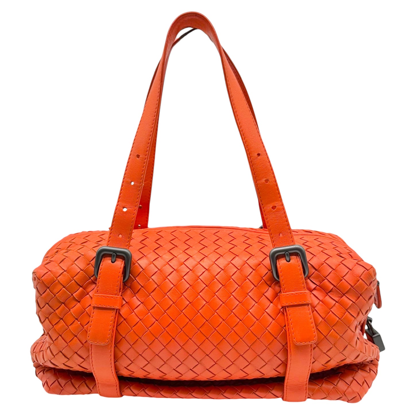 Bottega Veneta Orange Intrecciato Leather East West Bag