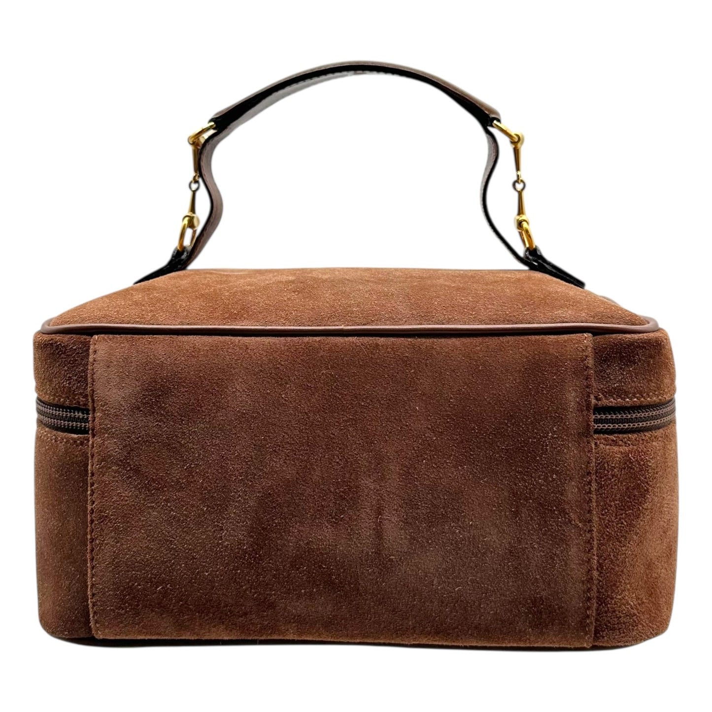 Gucci Brown Suede Horsebit Vanity Bag