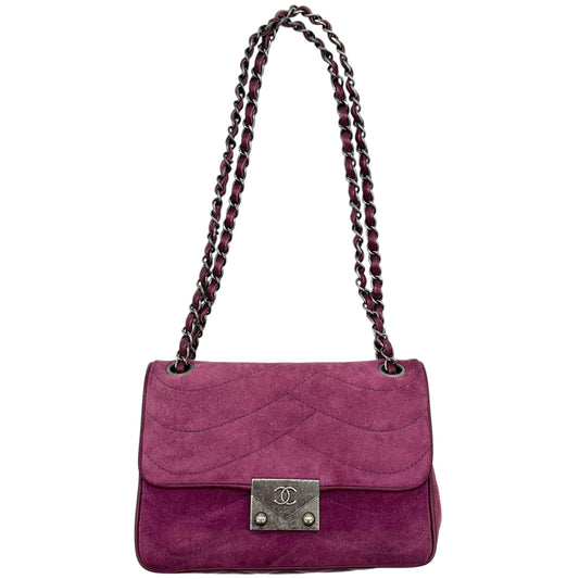 Chanel Small Flap Shoulder Bag Purple Suede Leather