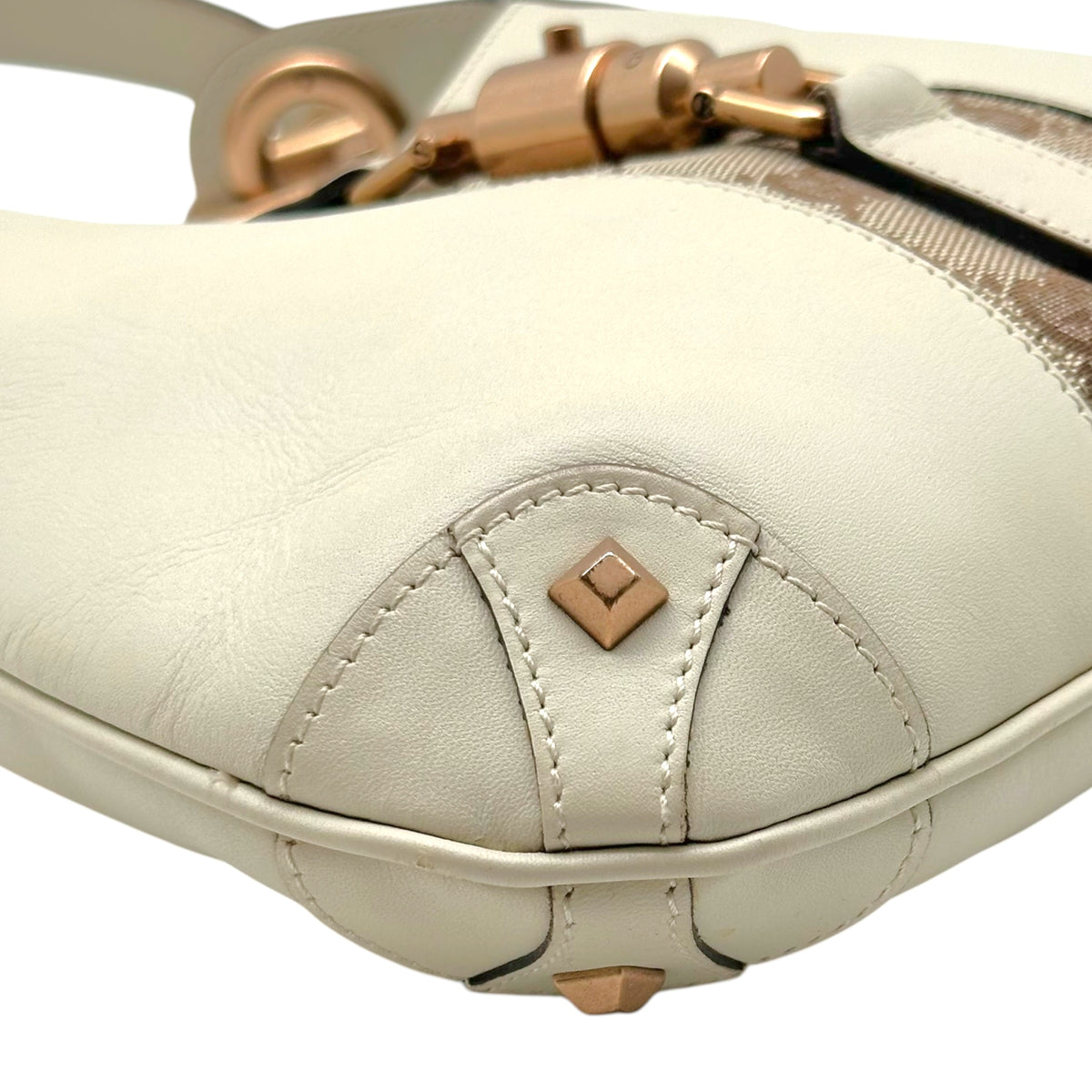 Gucci Mini Piston Lock Jackie Bag Ivory Leather Monogram