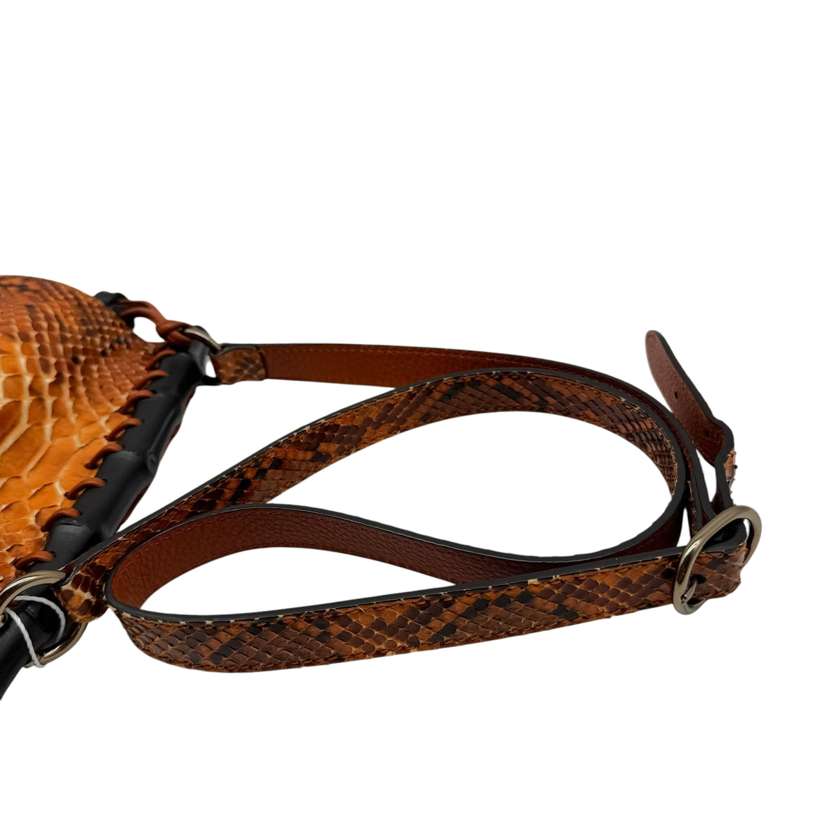 Gucci Orange Python Crossbody Bag With Bamboo Fringe