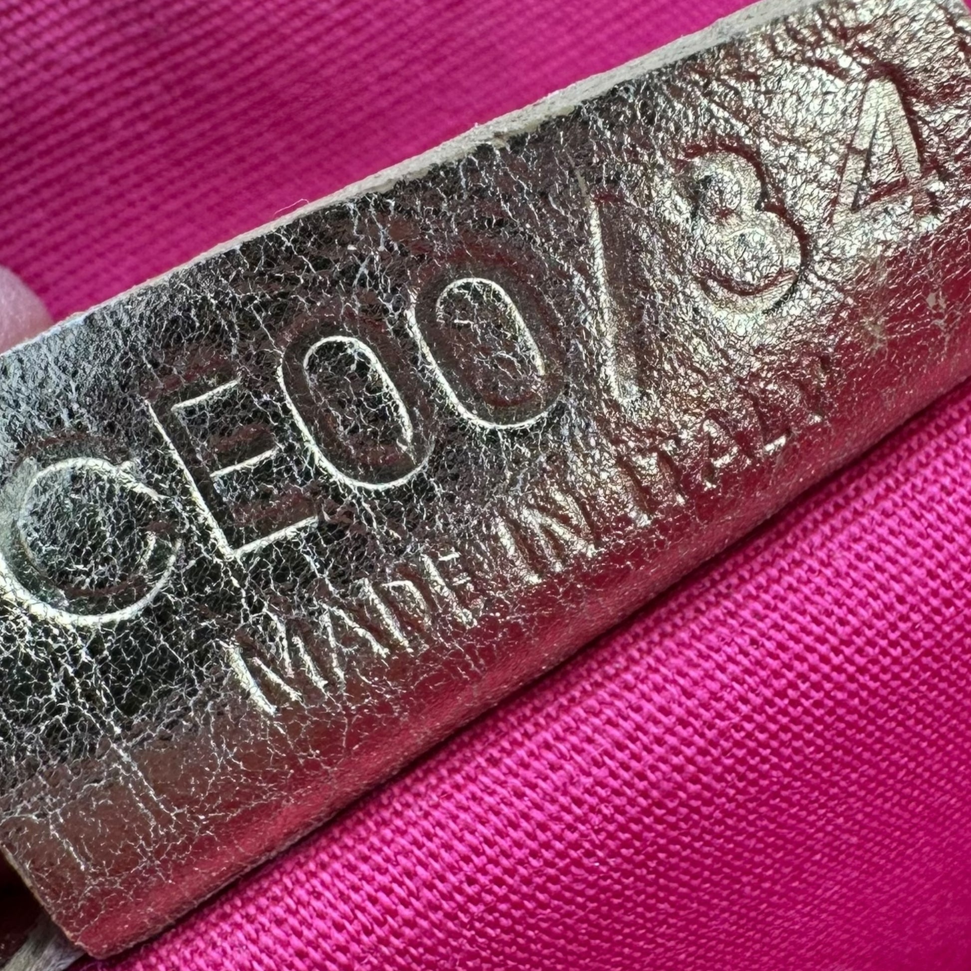 Celine Pink & Gold Denim Triomphe Monogram Pochette Bag - Outfit Repeater