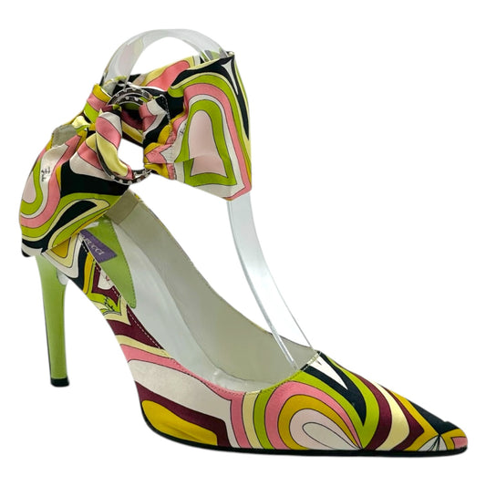 Emilio Pucci Silk Pointed Toe Heels Multicolor Pattern
