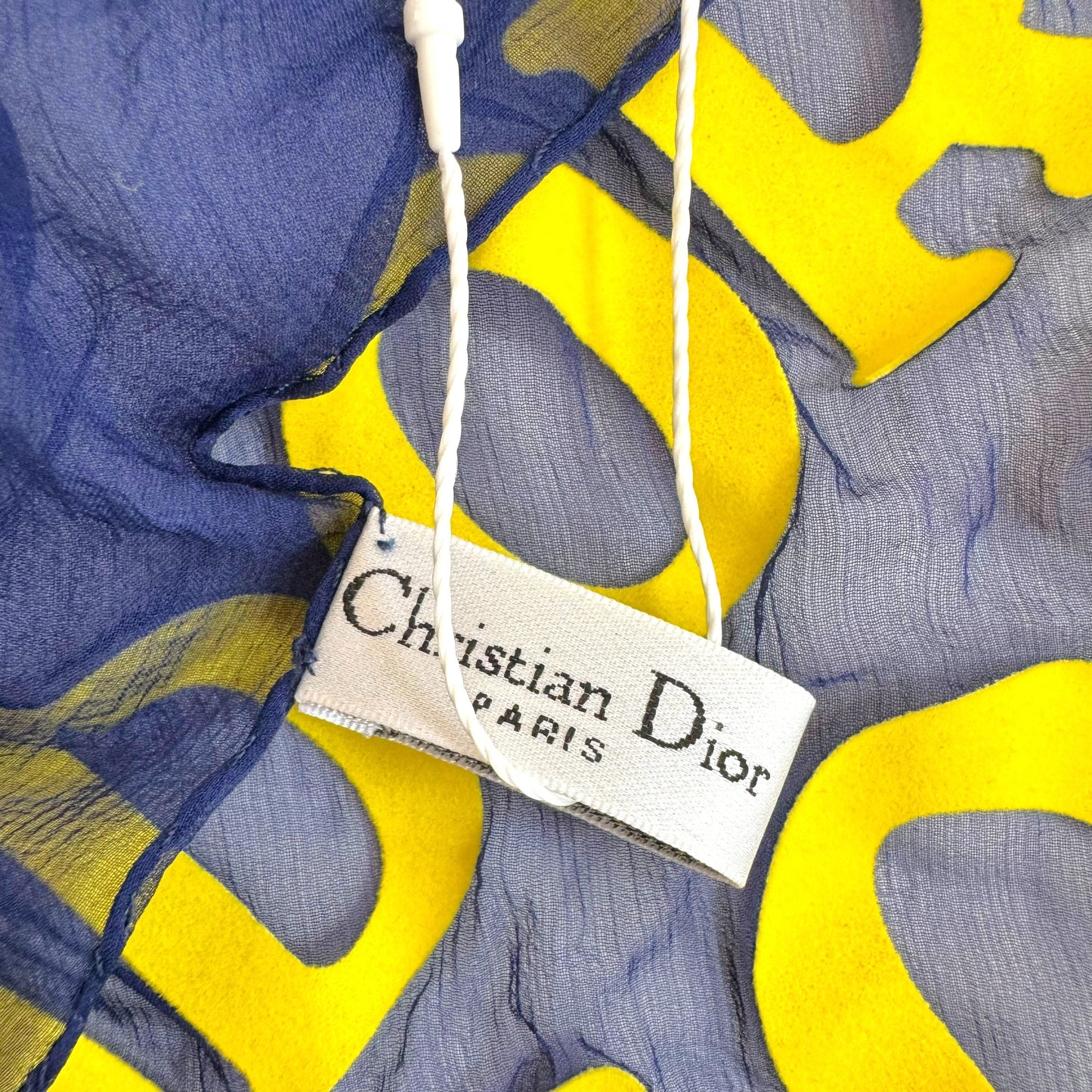 Christian Dior Blue & Yellow J'Adore Dior Sheer Silk Square Scarf