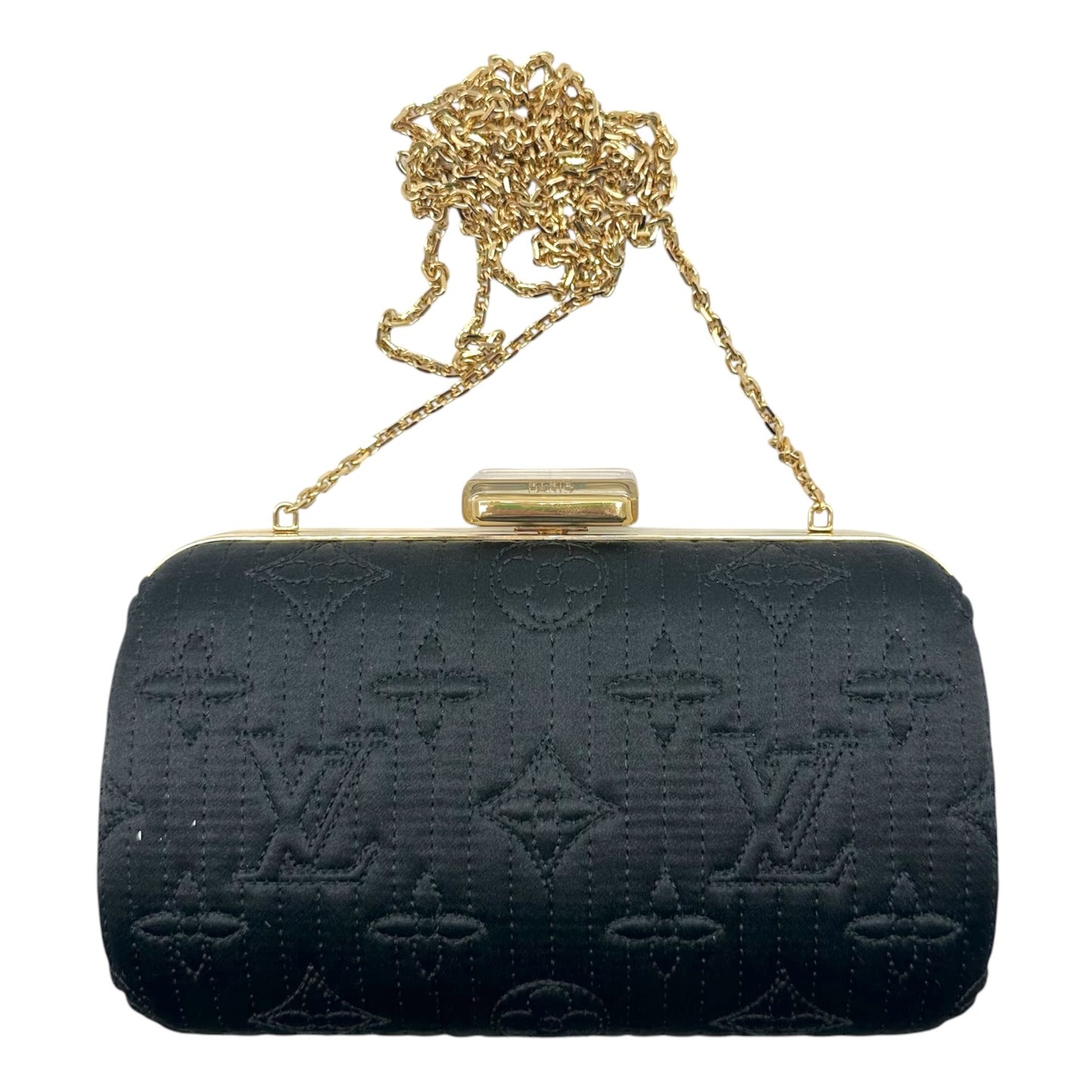 Louis Vuitton Black Gold Monogram Minaudière Clutch Bag