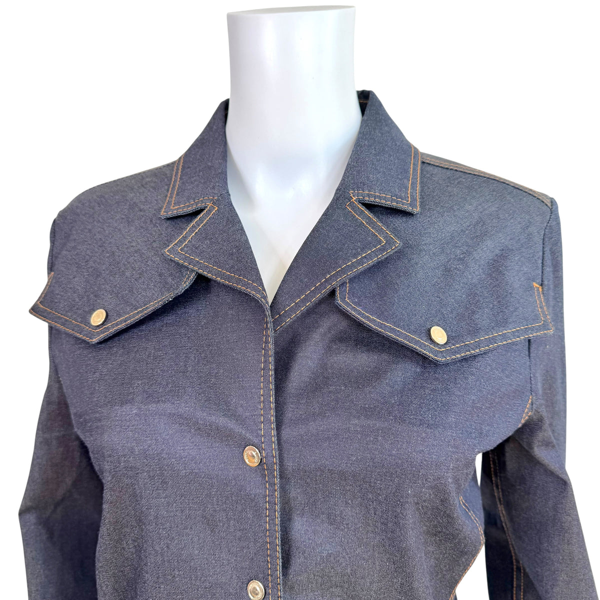 Gucci Denim Button Up Shirt Jacket Dark Wash 1990s