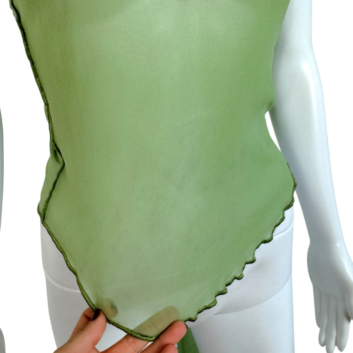 Jean Paul Gaultier Light Green Mesh Wrap Cropped Tank