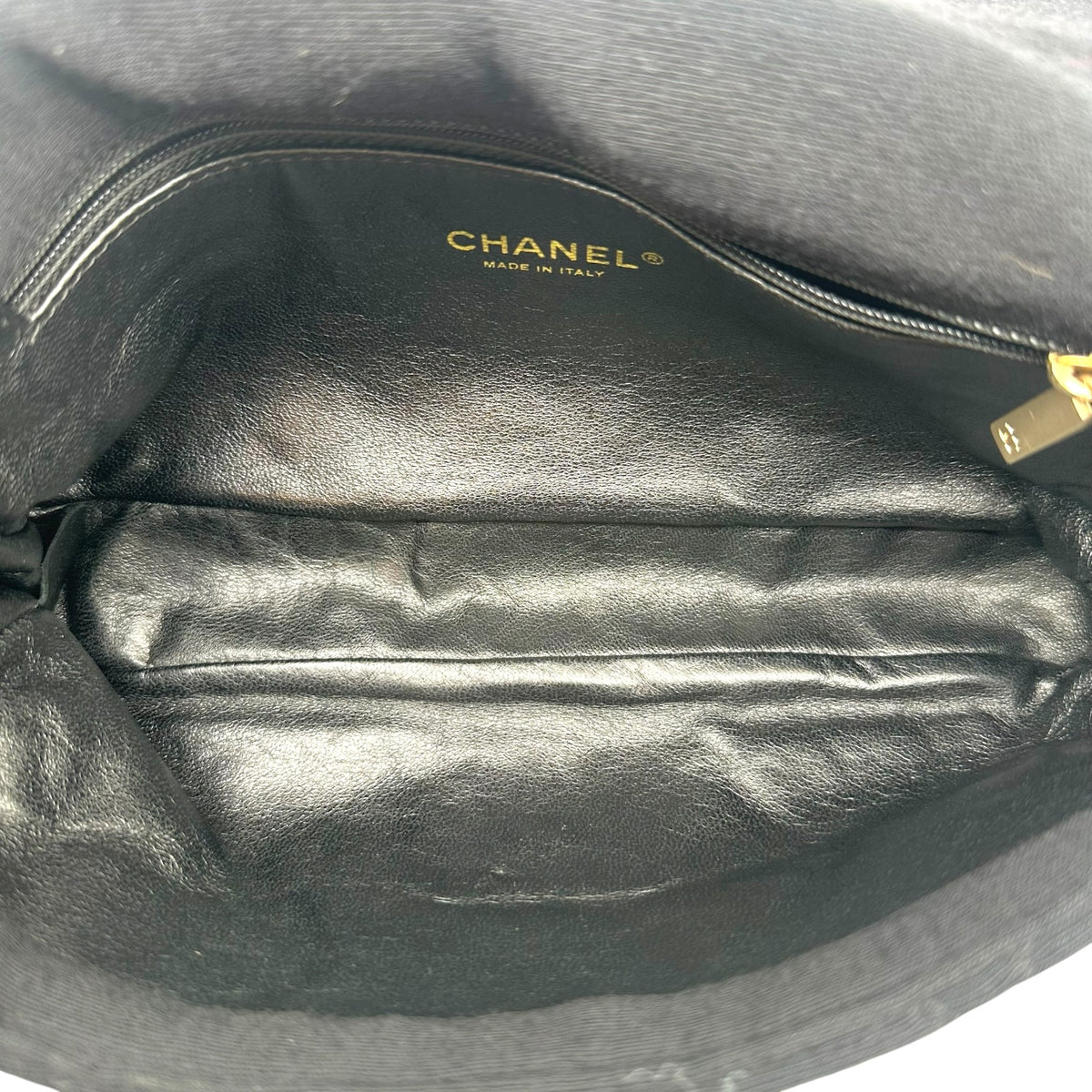Chanel Small Flap Shoulder Bag Black Gold Quilted Jersey