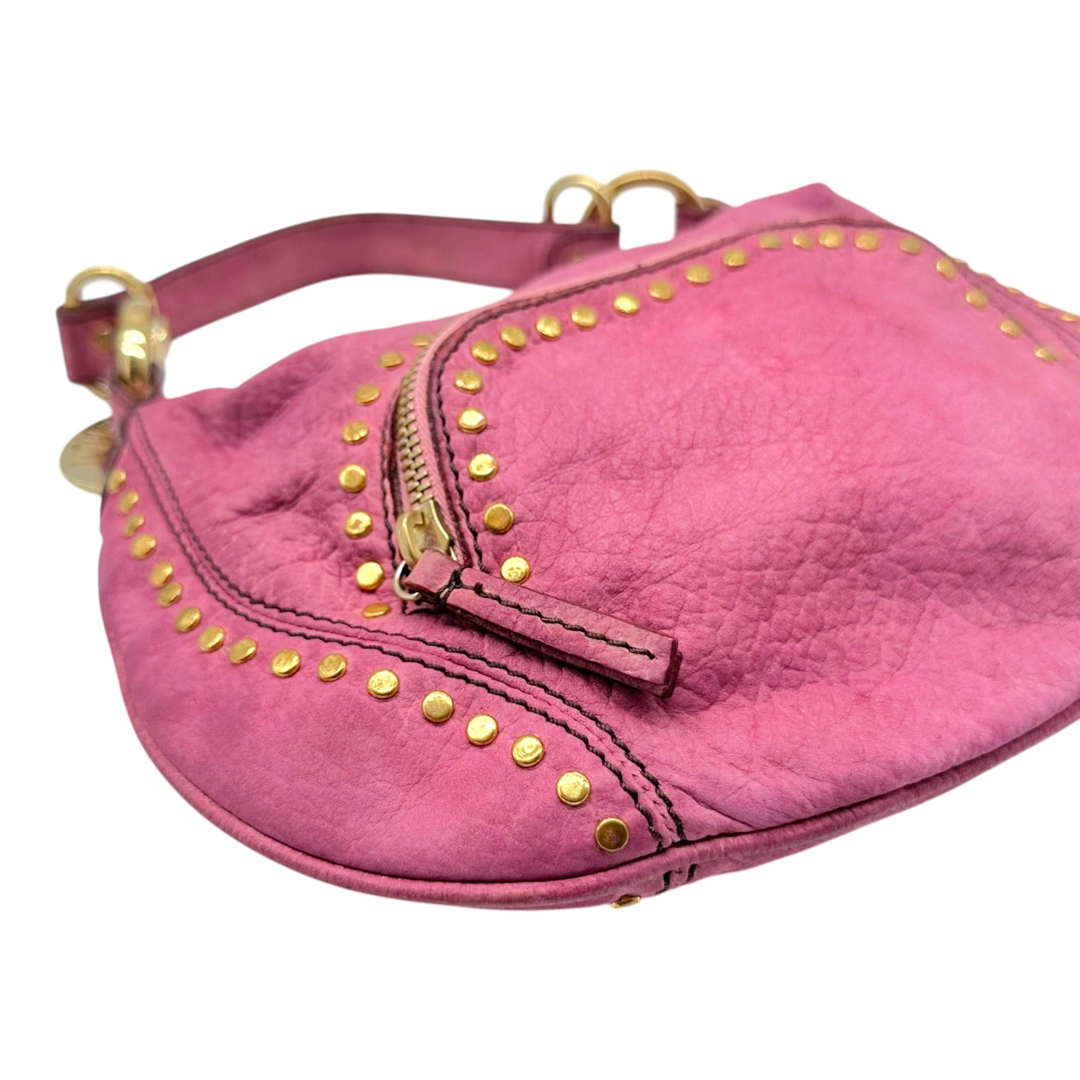 Fendi Mini Shoulder Bag Purple Suede Gold Studs