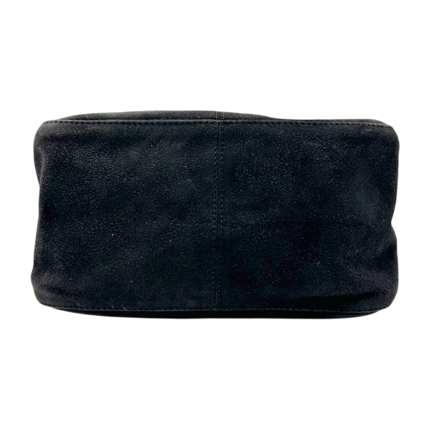 Fendi Black Suede & Brown Leather Trim Square Baguette Bag