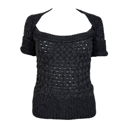 Dsquared2 Gray Wool Knit Short Sleeve Top