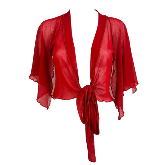 Jean Paul Gaultier Red Mesh Batwing Sleeve Wrap Top