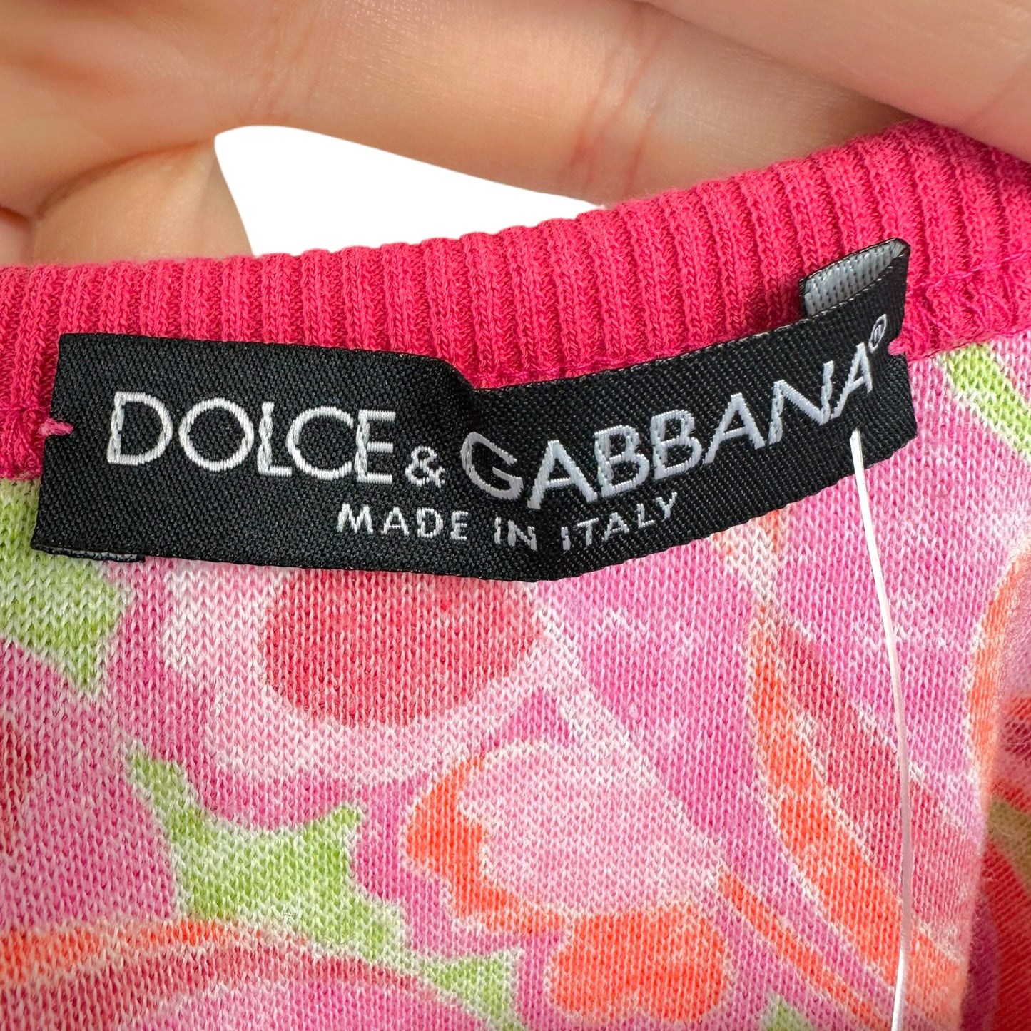 Dolce & Gabbana Bright Pink & Green Floral Print Terrycloth Tank