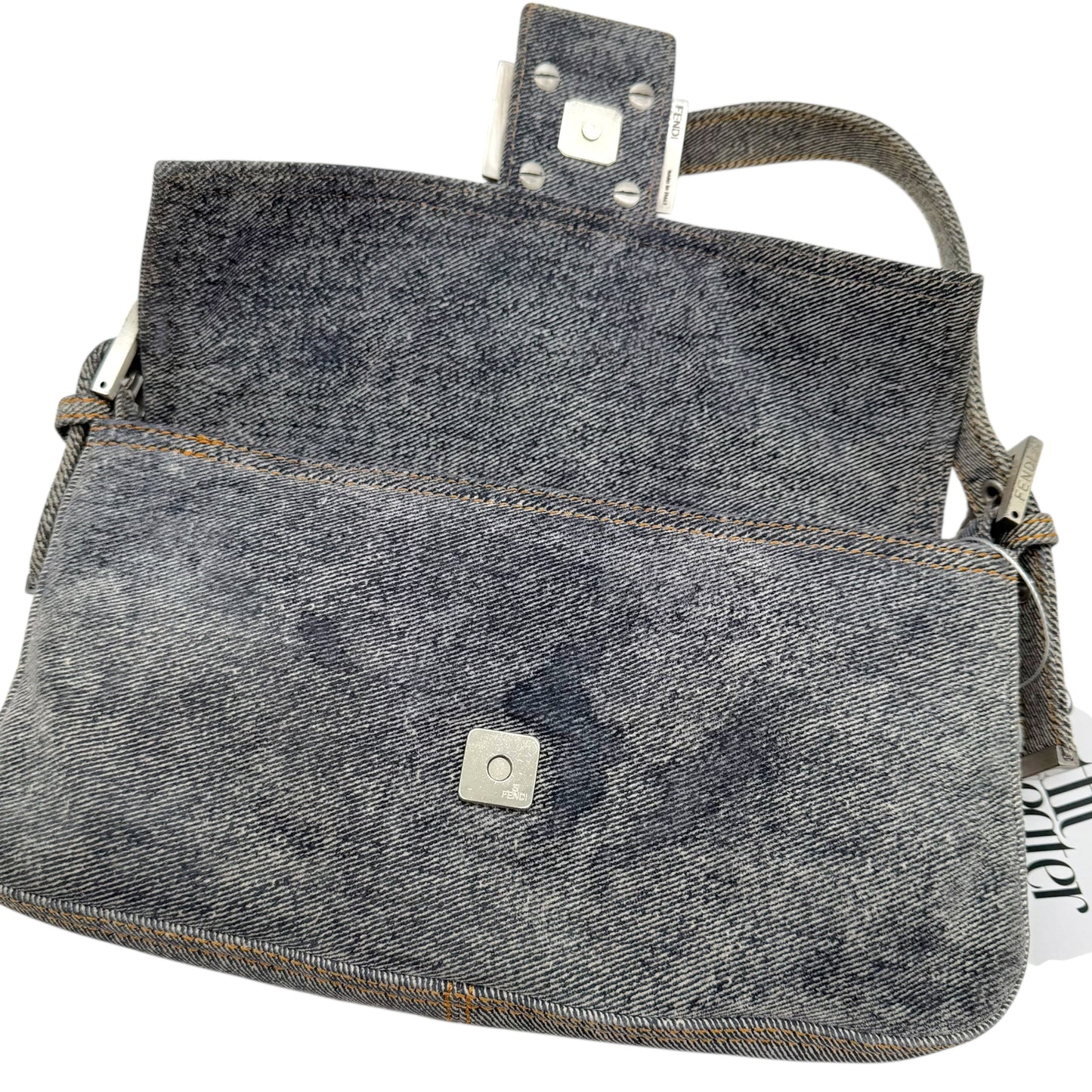 Fendi Blue 'Denim' Suede Baguette Bag - Outfit Repeater