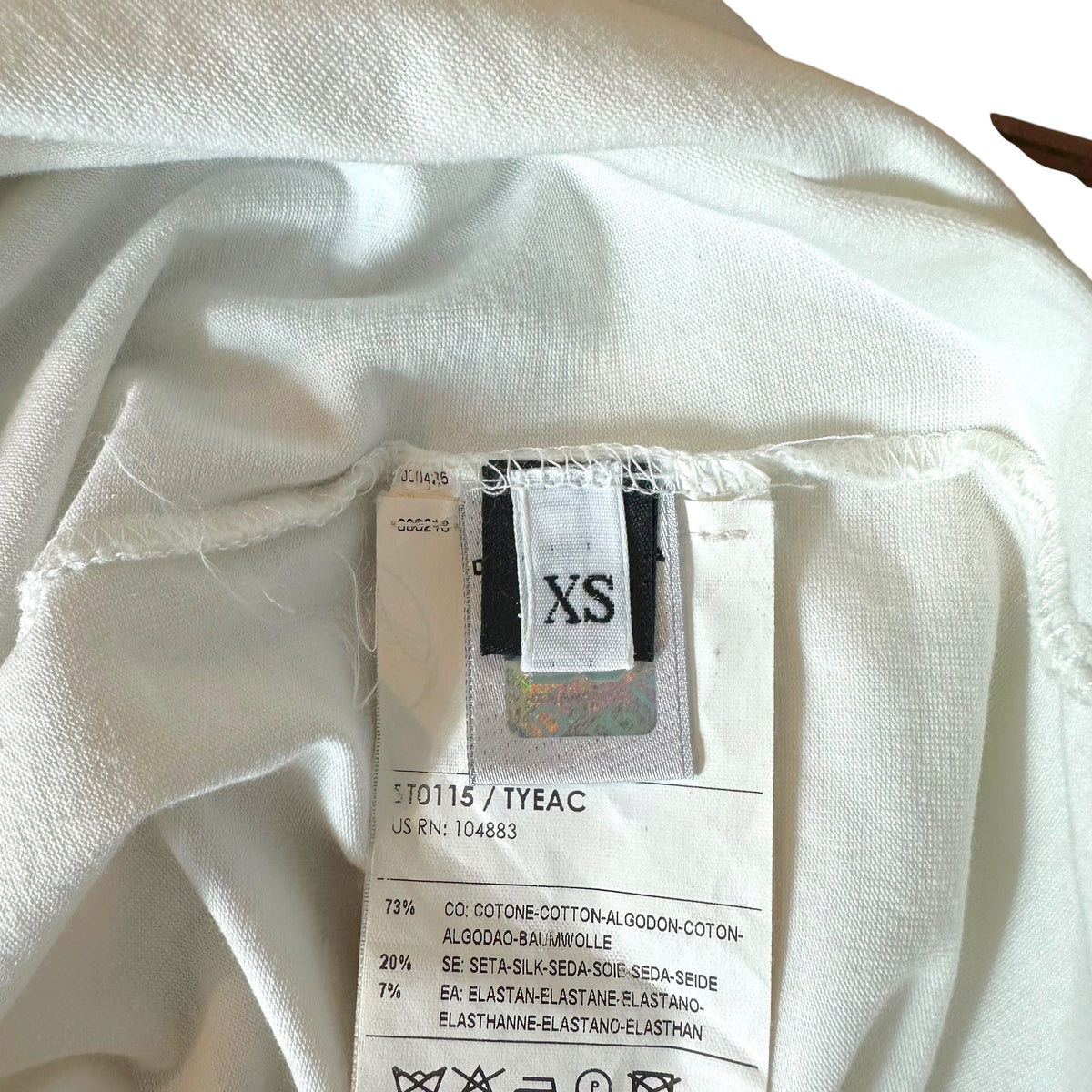 D&G Dolce & Gabbana Silk Tie-Neck Black & White Logo T-Shirt
