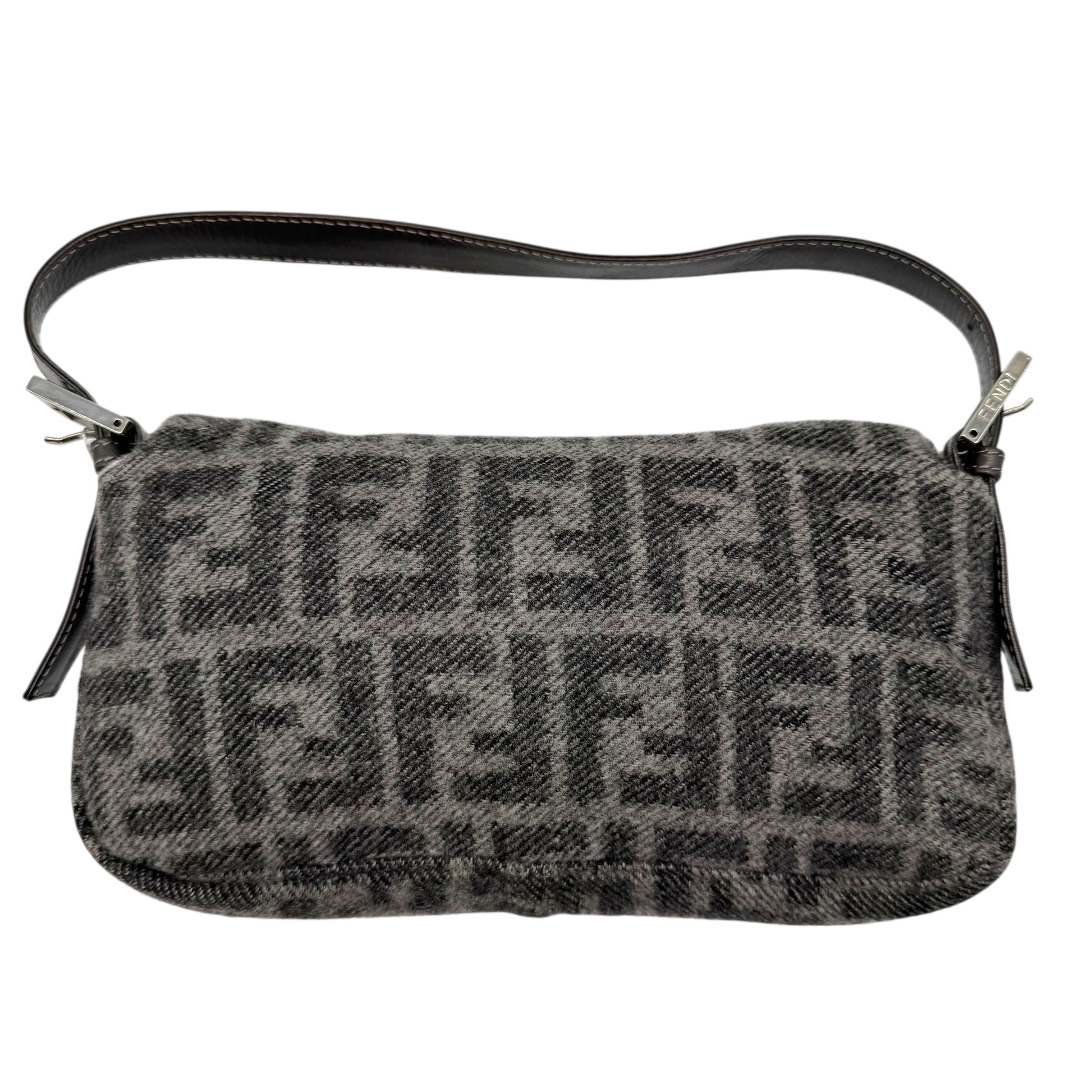 Fendi Gray Zucca Monogram Wool & Cashmere Knit Baguette Bag - Outfit Repeater