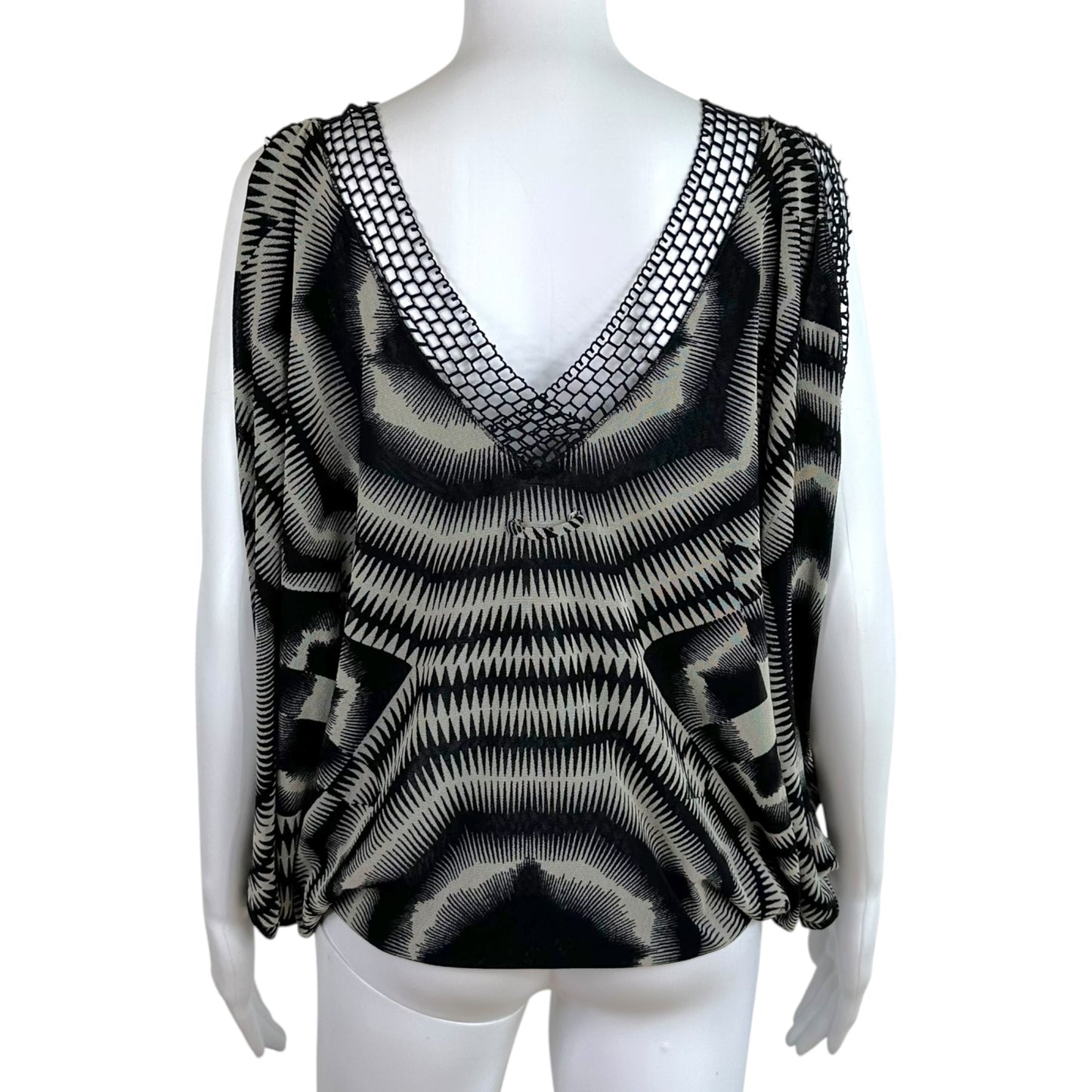 Jean Paul Gaultier Dolman Mesh Top Black White Pattern