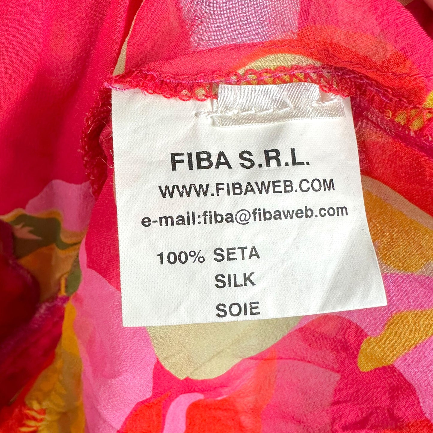 Emmanual Ungaro Fever Red & Pink Floral Cropped Tie-Back Silk Blouse