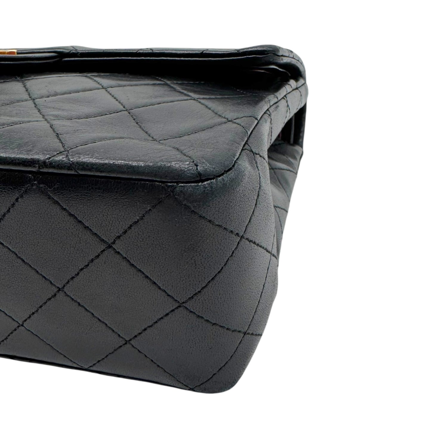 Chanel Black Lambskin Medium Square Double Flap Bag
