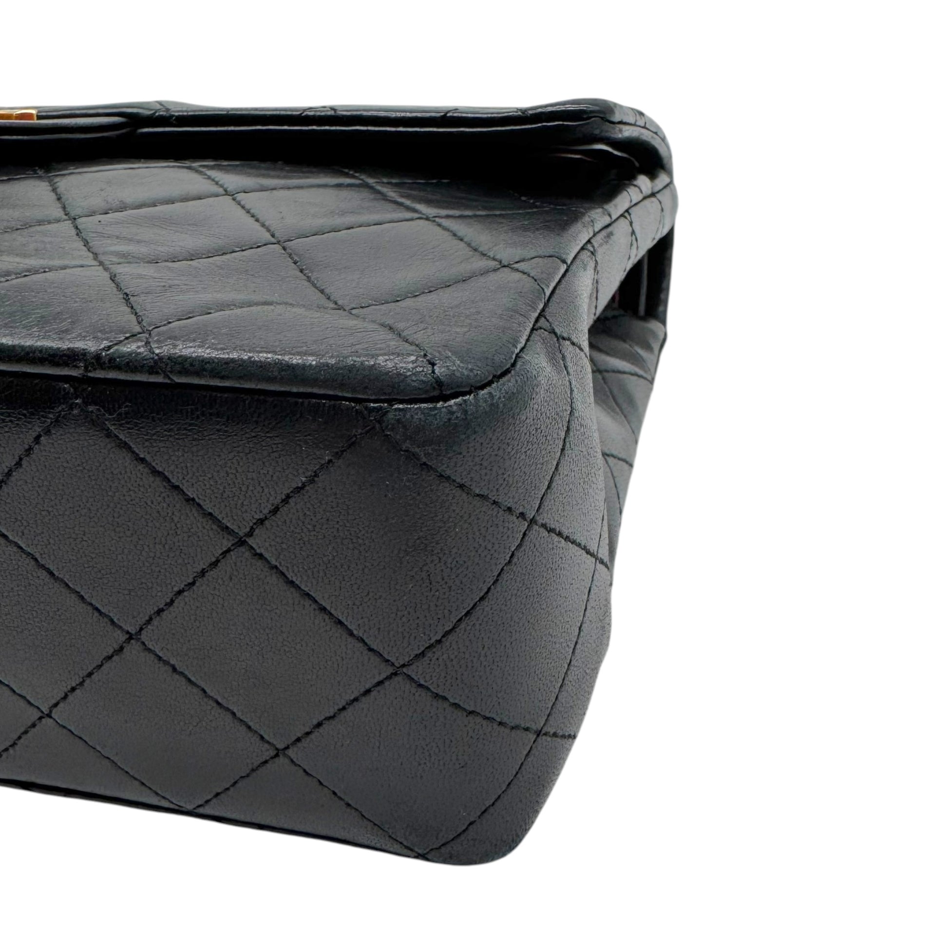 Chanel Black Lambskin Medium Square Double Flap Bag
