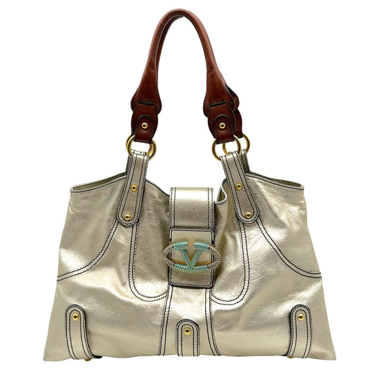 Valentino Garavani Metallic Crystal Embellished Large Shoulder Bag