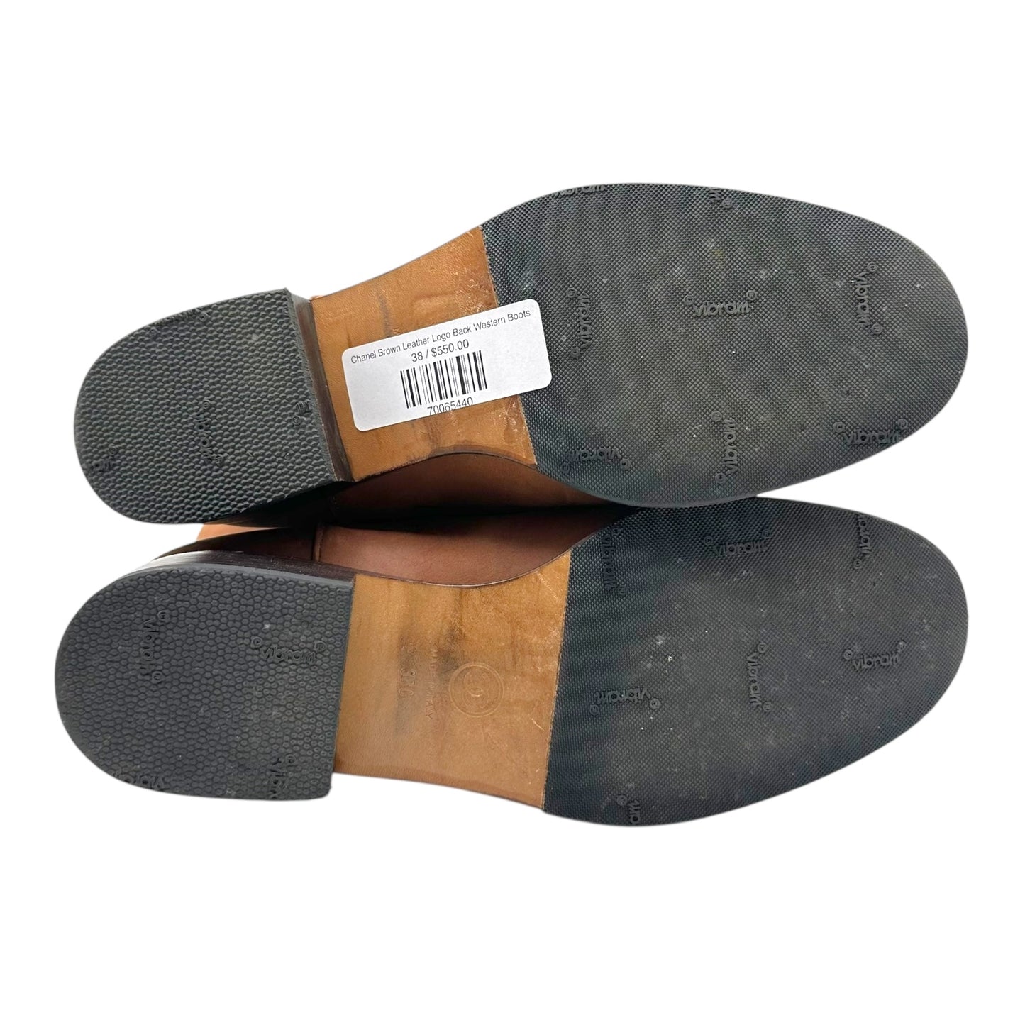 Chanel Brown Leather Logo Back Western Boots