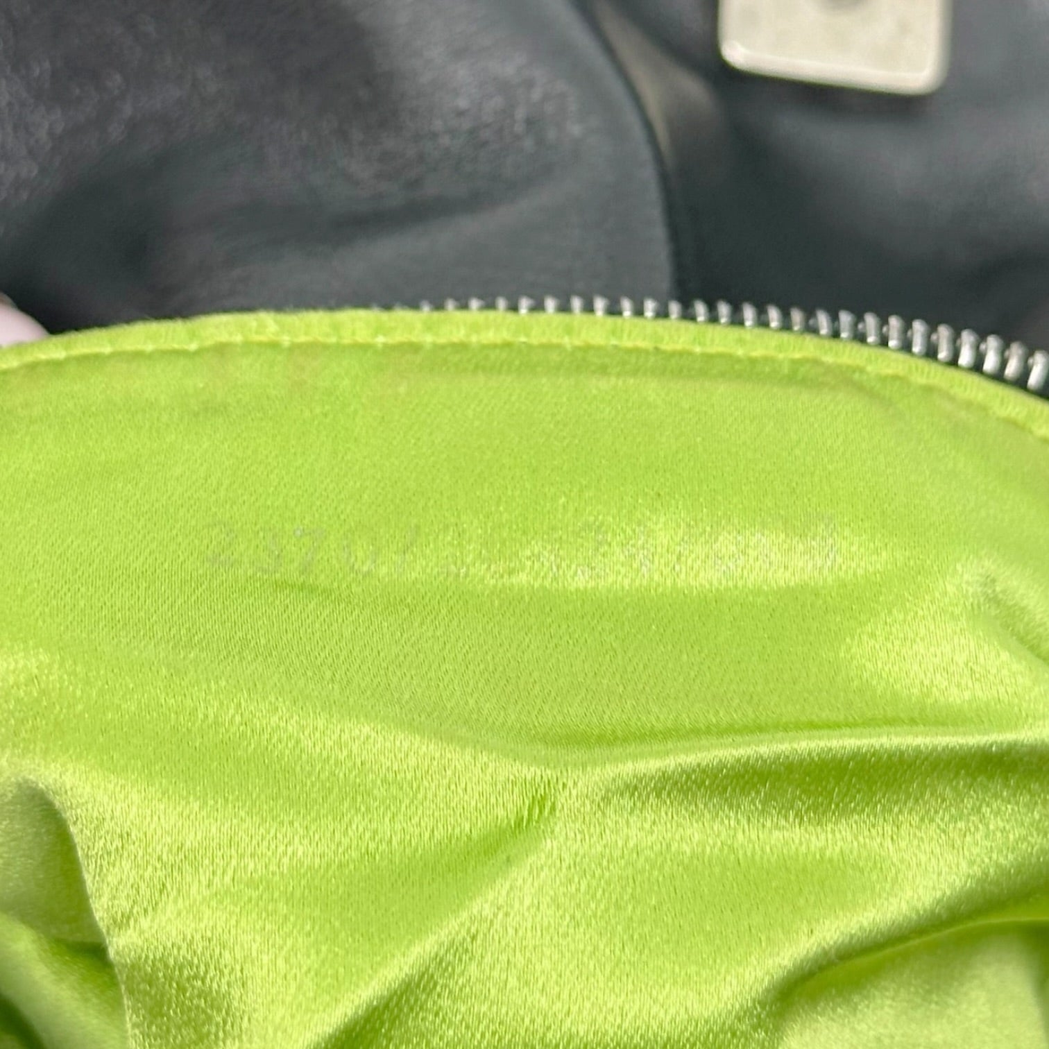 Fendi Black Lambskin Baguette Shoulder Bag with Green Buckle