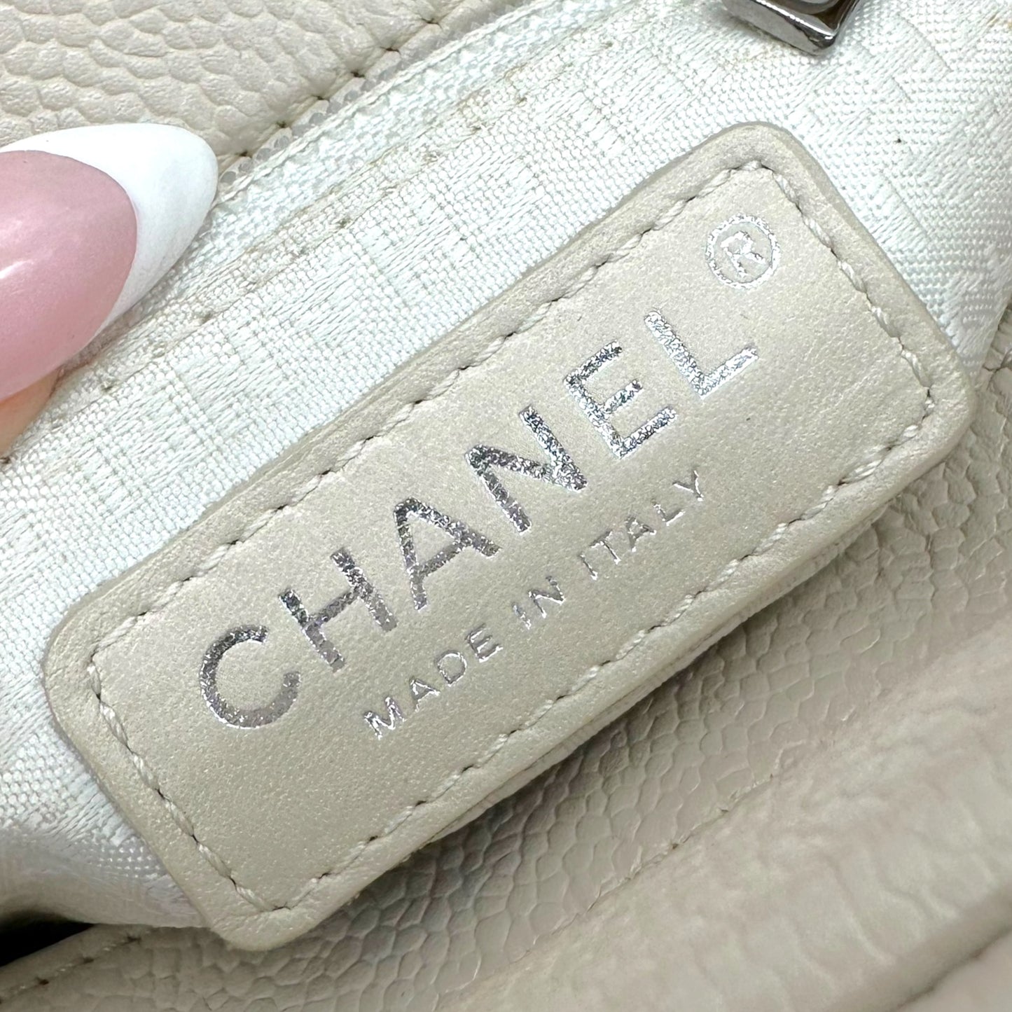 Chanel Ivory Caviar Leather Small Bowler Shoulder Bag