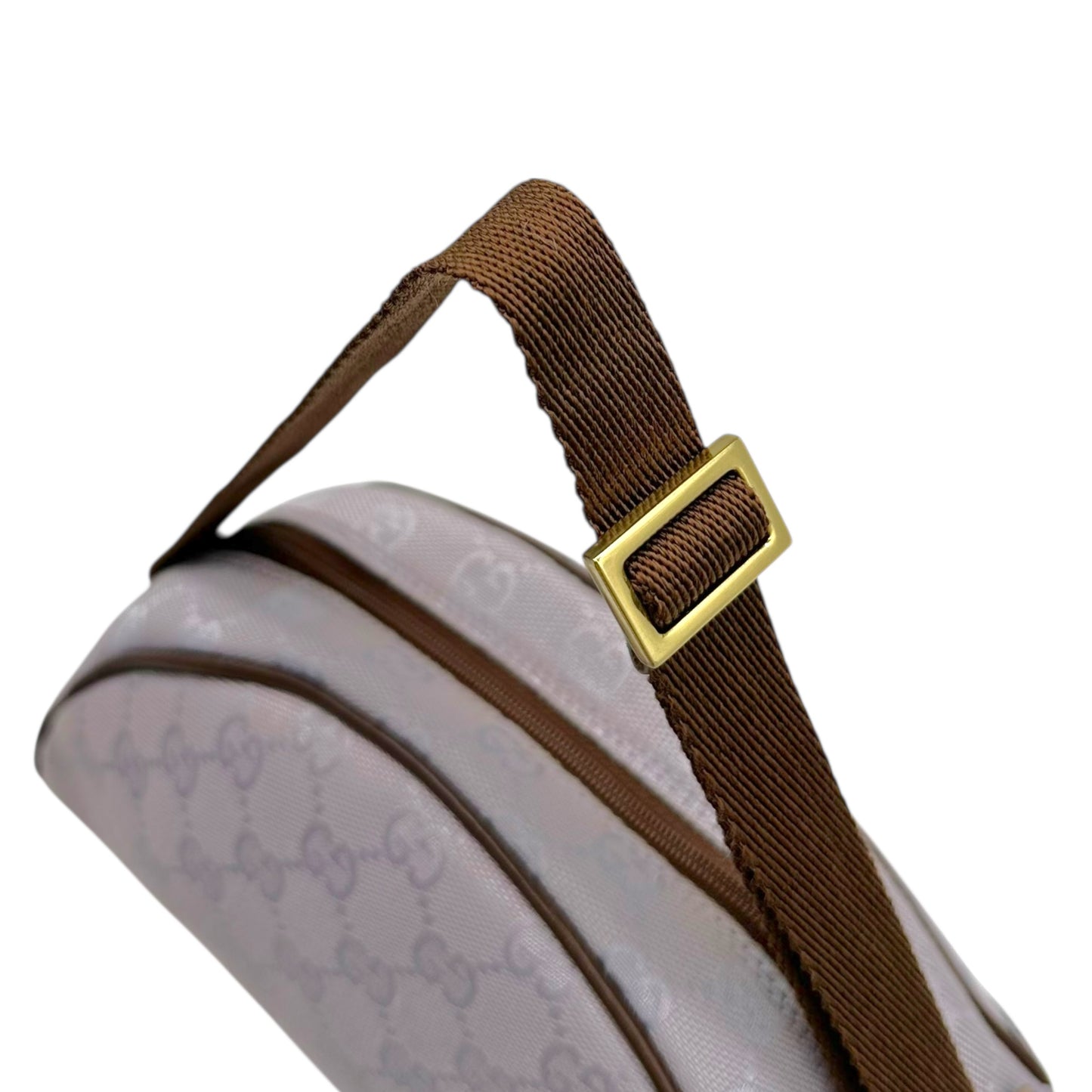 Gucci Lavender Monogram Canvas & Brown Leather Crescent Pochette Mini Bag