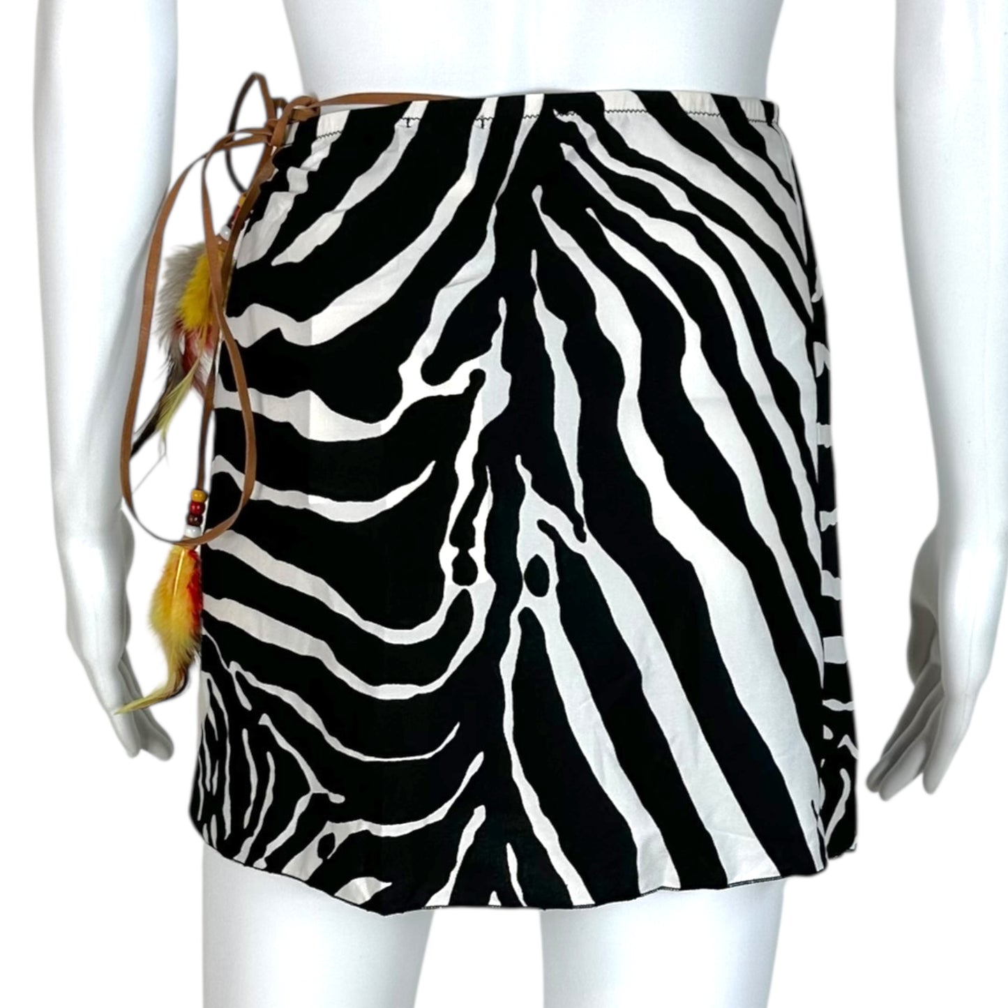 Dolce & Gabbana Beachwear Zebra Print Wrap Mini Skirt NEW