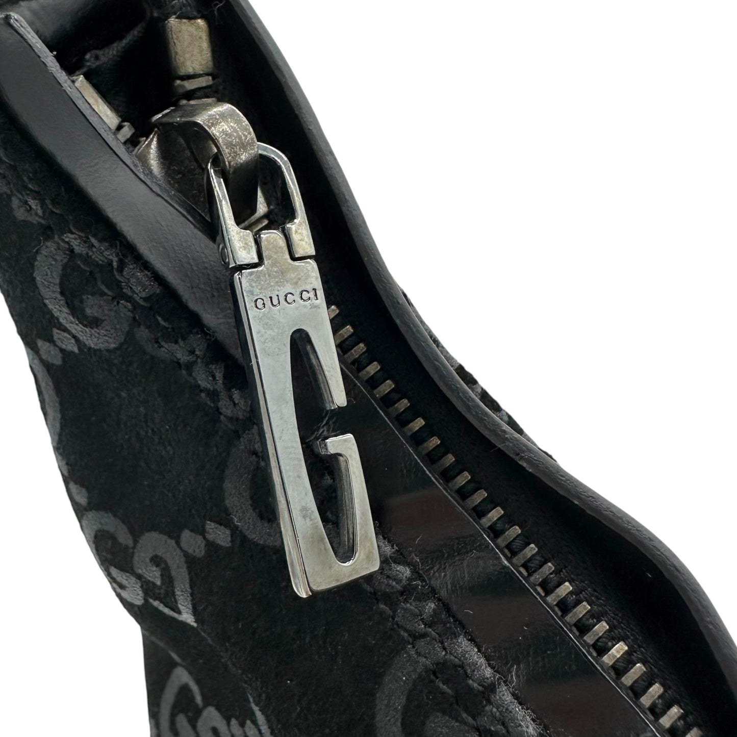 Gucci Black Suede Monogram Shoulder Bag - Outfit Repeater