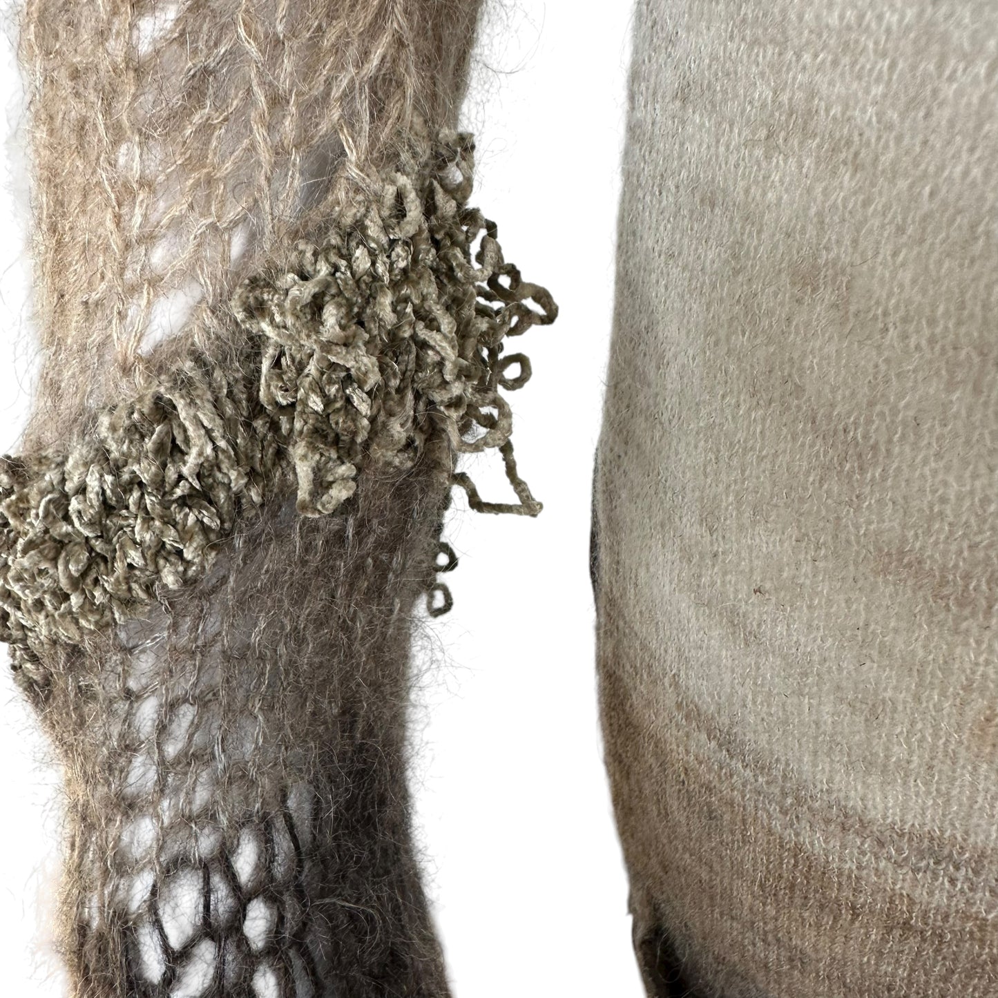 Jean Paul Gaultier Brown Patterned Open Knit Mohair Cardigan