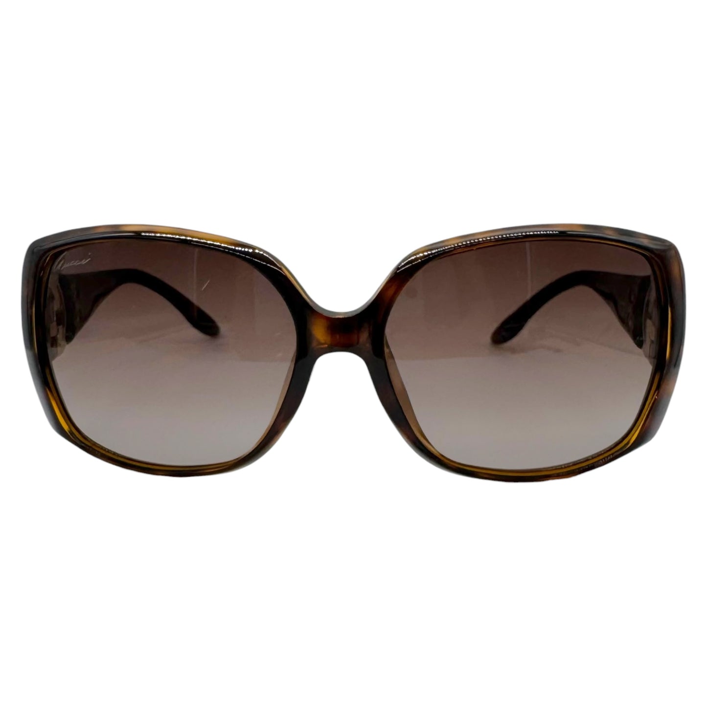 Gucci Tortoise & Gold Oversized GG Logo Sunglasses GG3520 w/ Case