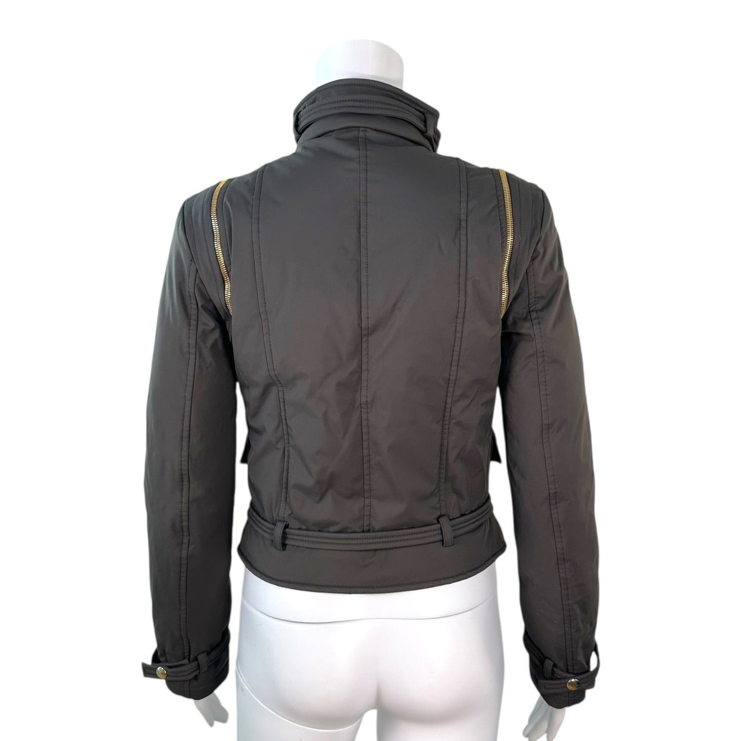 Blumarine Gray Down Fill 2-Way Moto Jacket