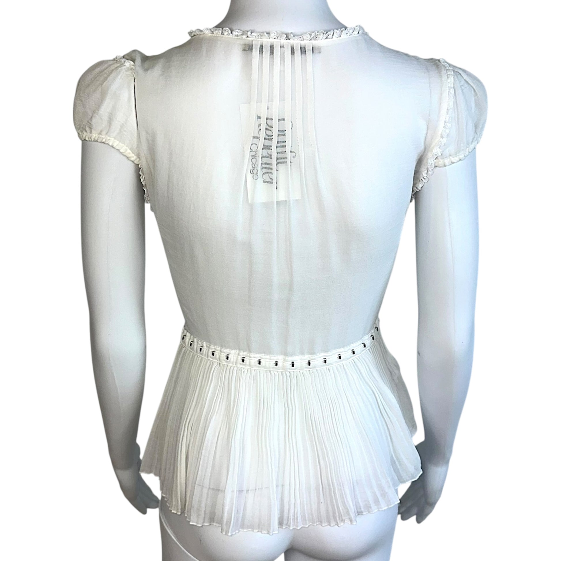 Blumarine White Pleated Hook & Eye Blouse Top - Outfit Repeater