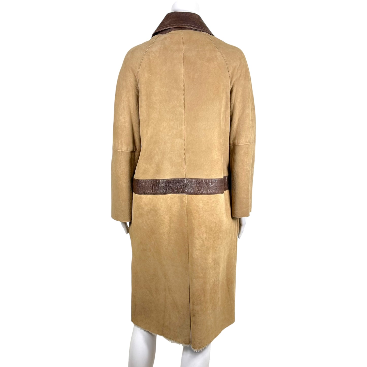 Dolce & Gabbana Tan Shearling Patent Leather Coat