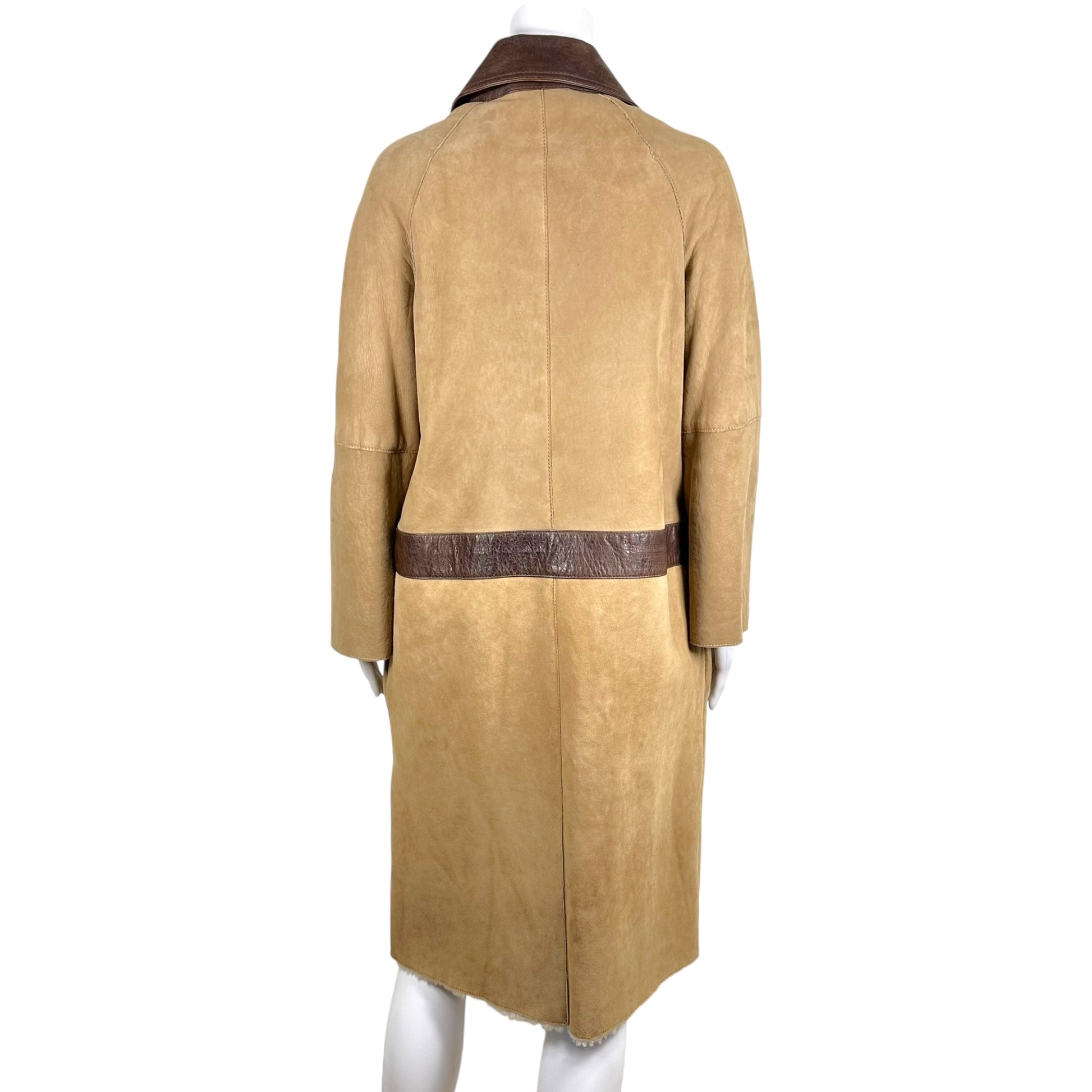 Dolce & Gabbana Tan Shearling Patent Leather Coat