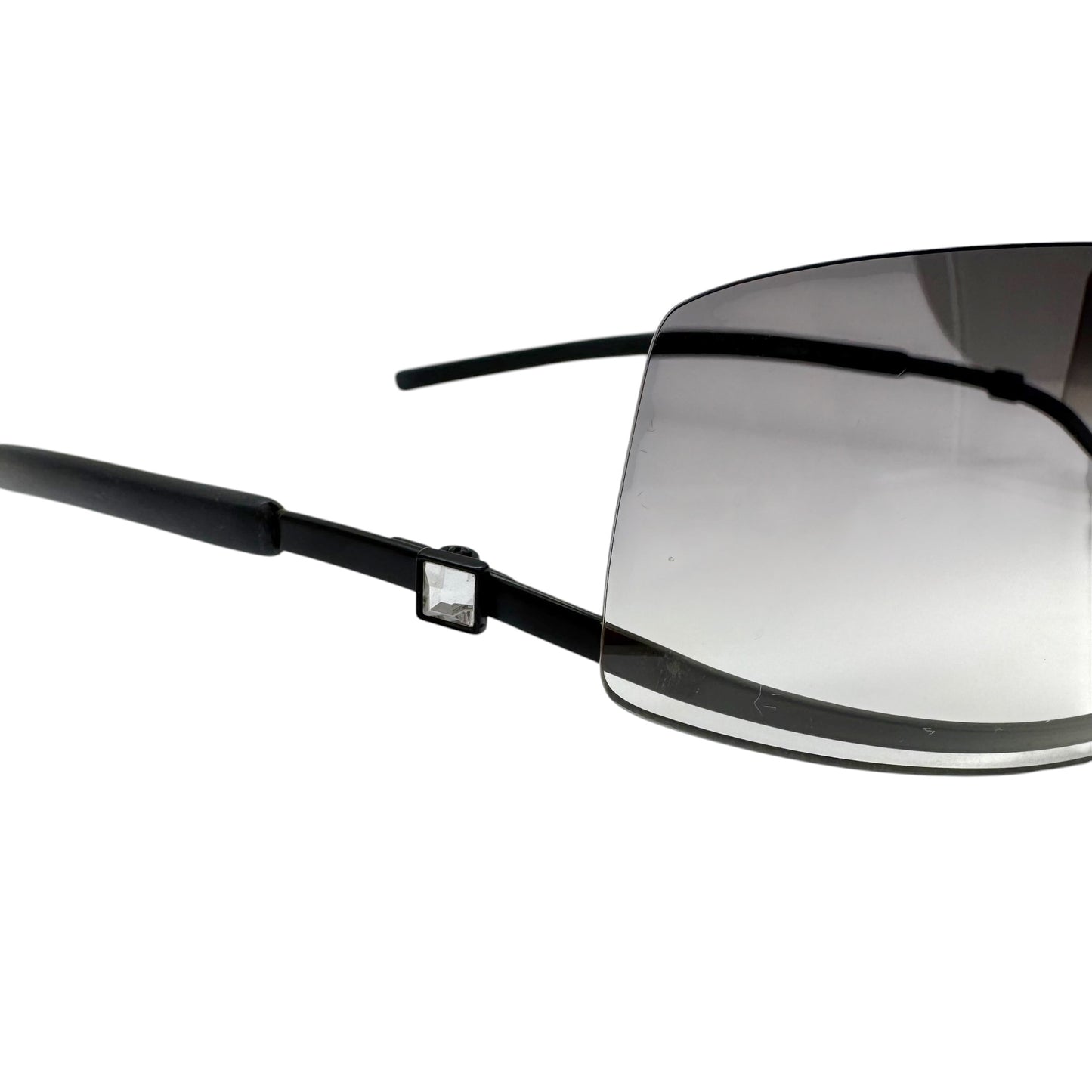 Chanel 4066-B Gray Gradient Lens Bottom Rim & Crystal Arm Wrap Sunglasses w/ Case